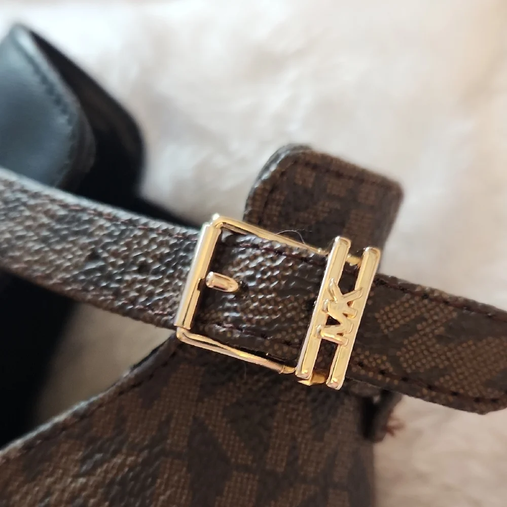 MICHAEL Michael Kors Black and Brown Peep-Toe Heels - Picture 4 of 5